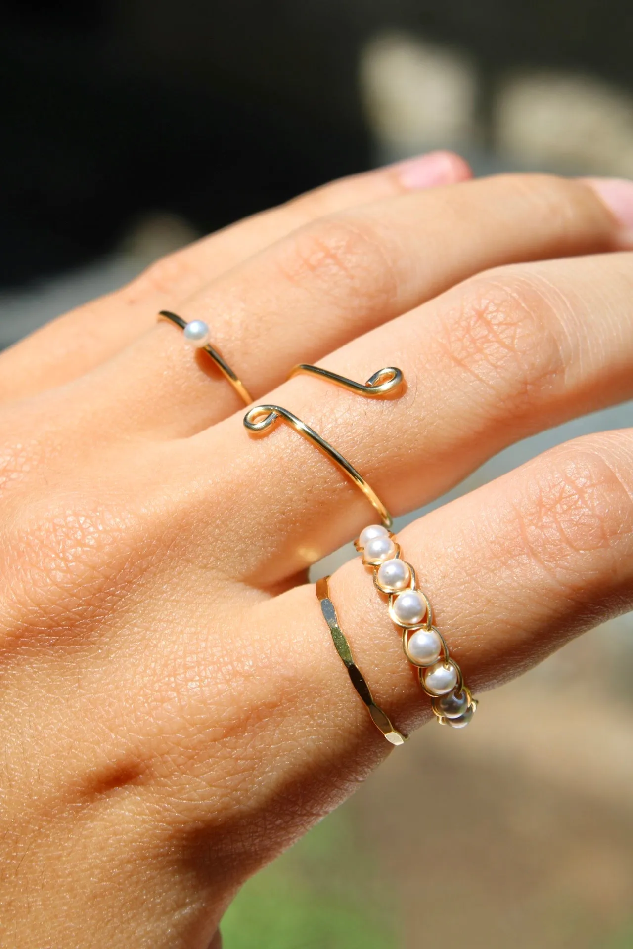 Pearl Braided Wire Ring