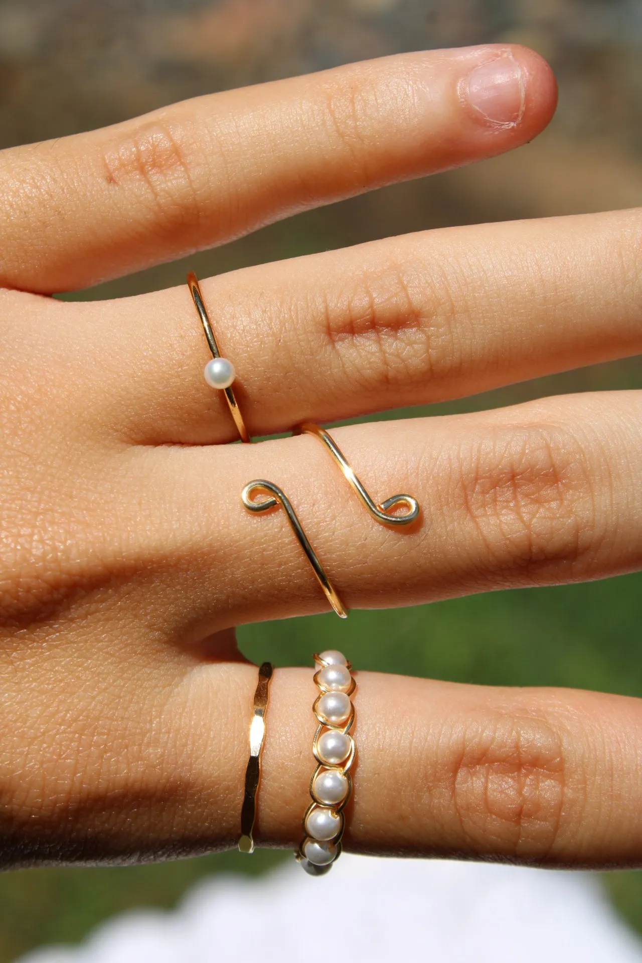 Pearl Braided Wire Ring