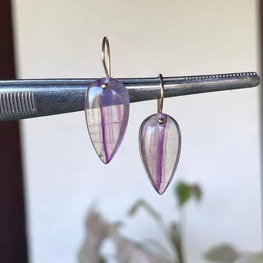 Purple fluorite point drops