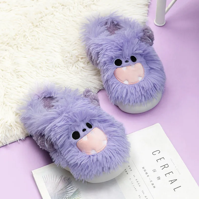 Purple Green Kawaii Monsters Slippers