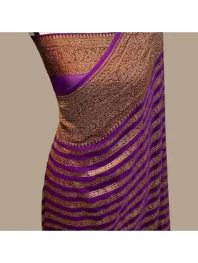 Purple Soft Khadi Georgette Silk Saree