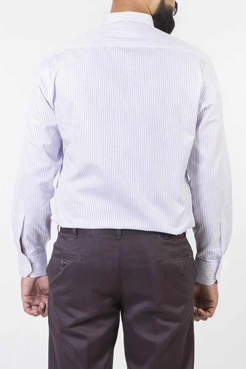 Purple Stripes on White Formal Cotton Mens Dress Shirts