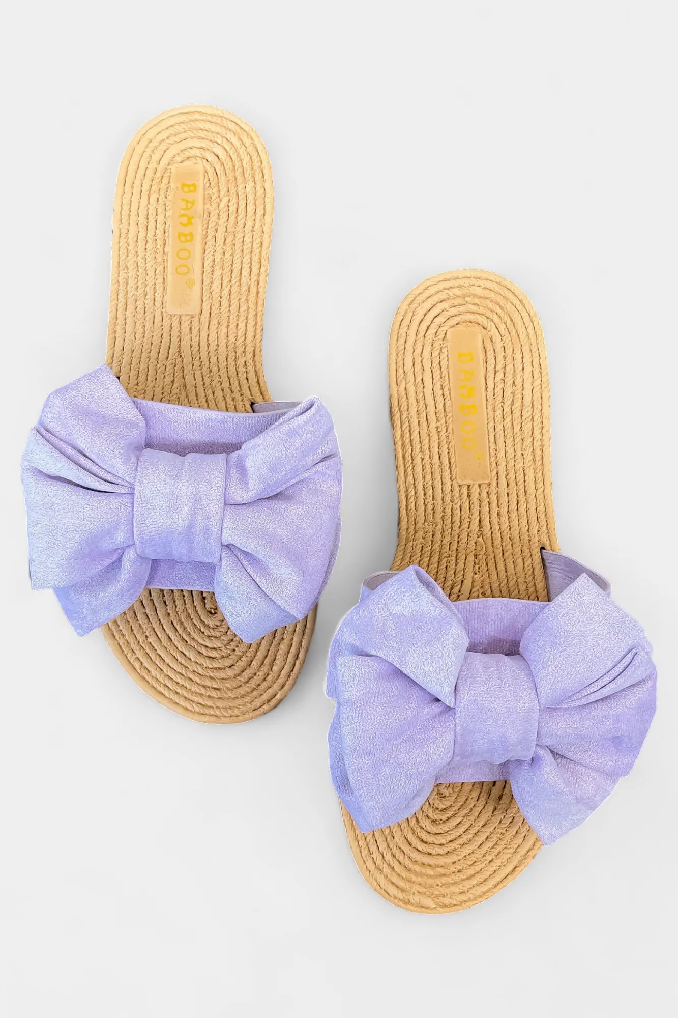 Purple Suede Bow Slip On Sandals