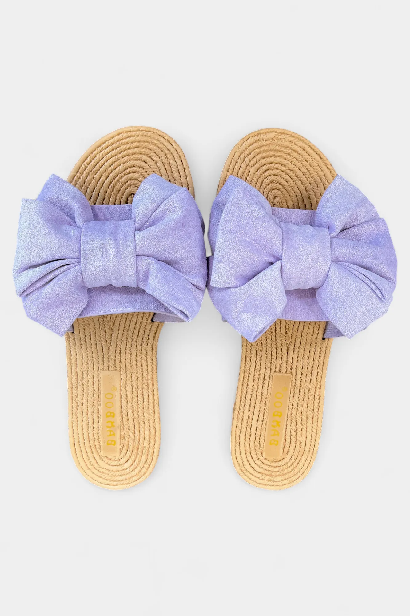 Purple Suede Bow Slip On Sandals