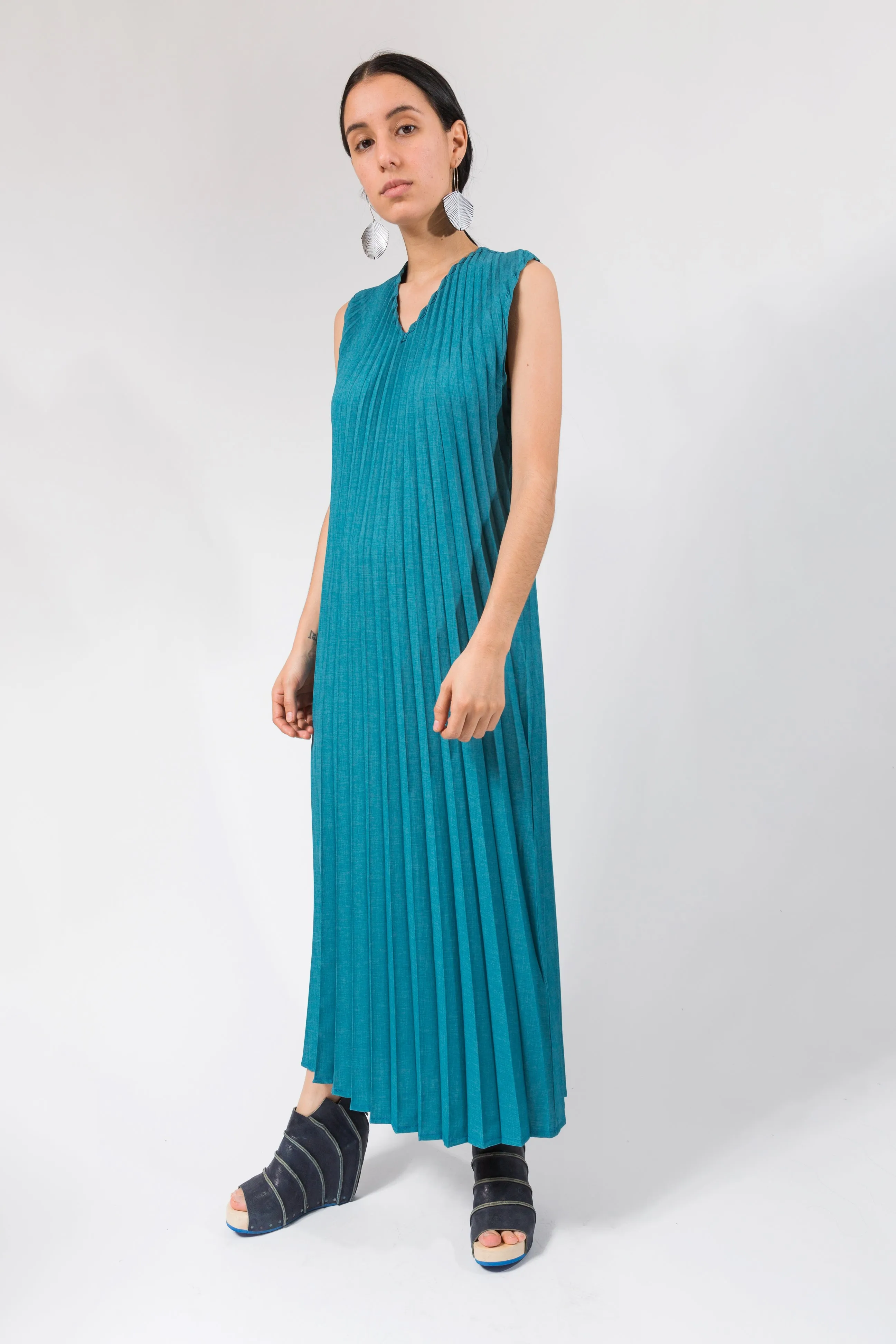 Reversible Racerback Maxi Sunburst Dress | Teal