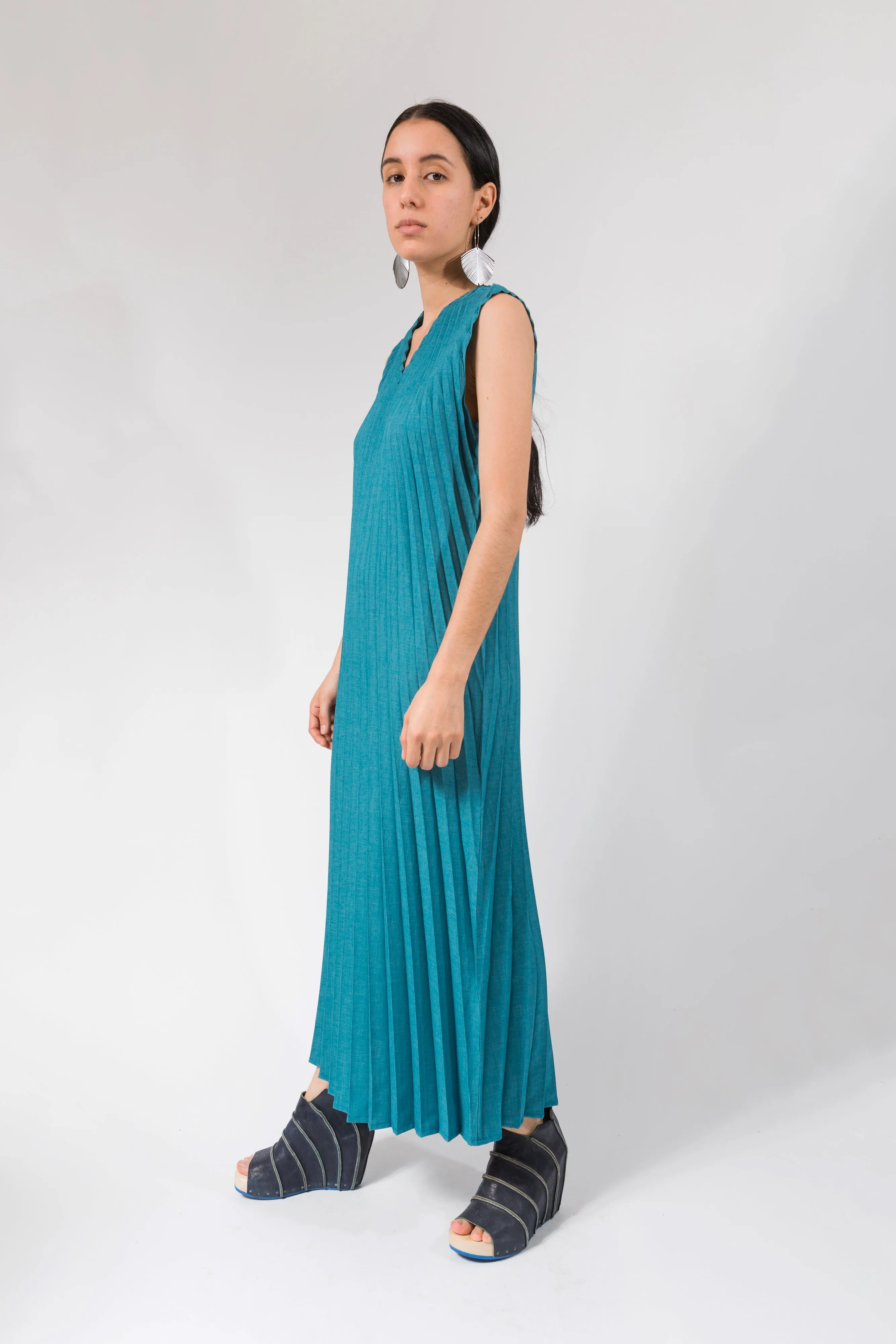 Reversible Racerback Maxi Sunburst Dress | Teal