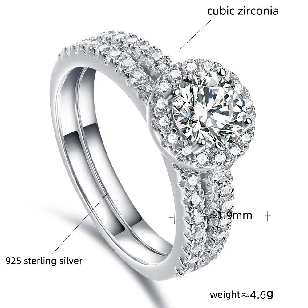 Round Cut Halo Classic Ring Set