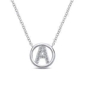 Round Pavé Initial A Pendant Necklace