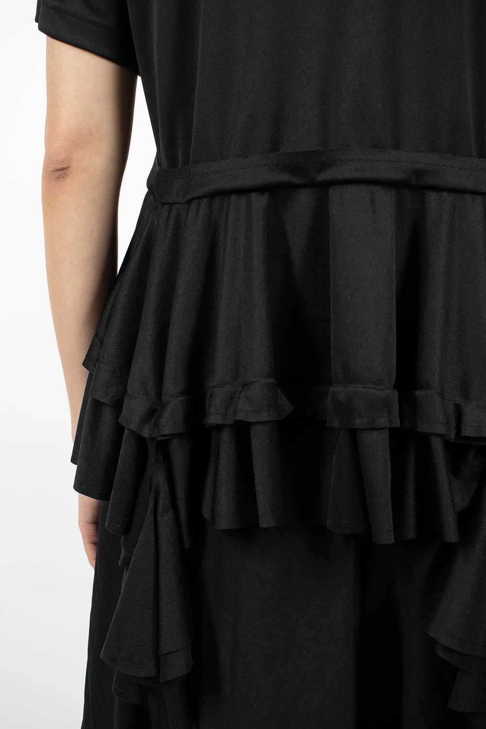 Ruffled Hem T-Shirt Black