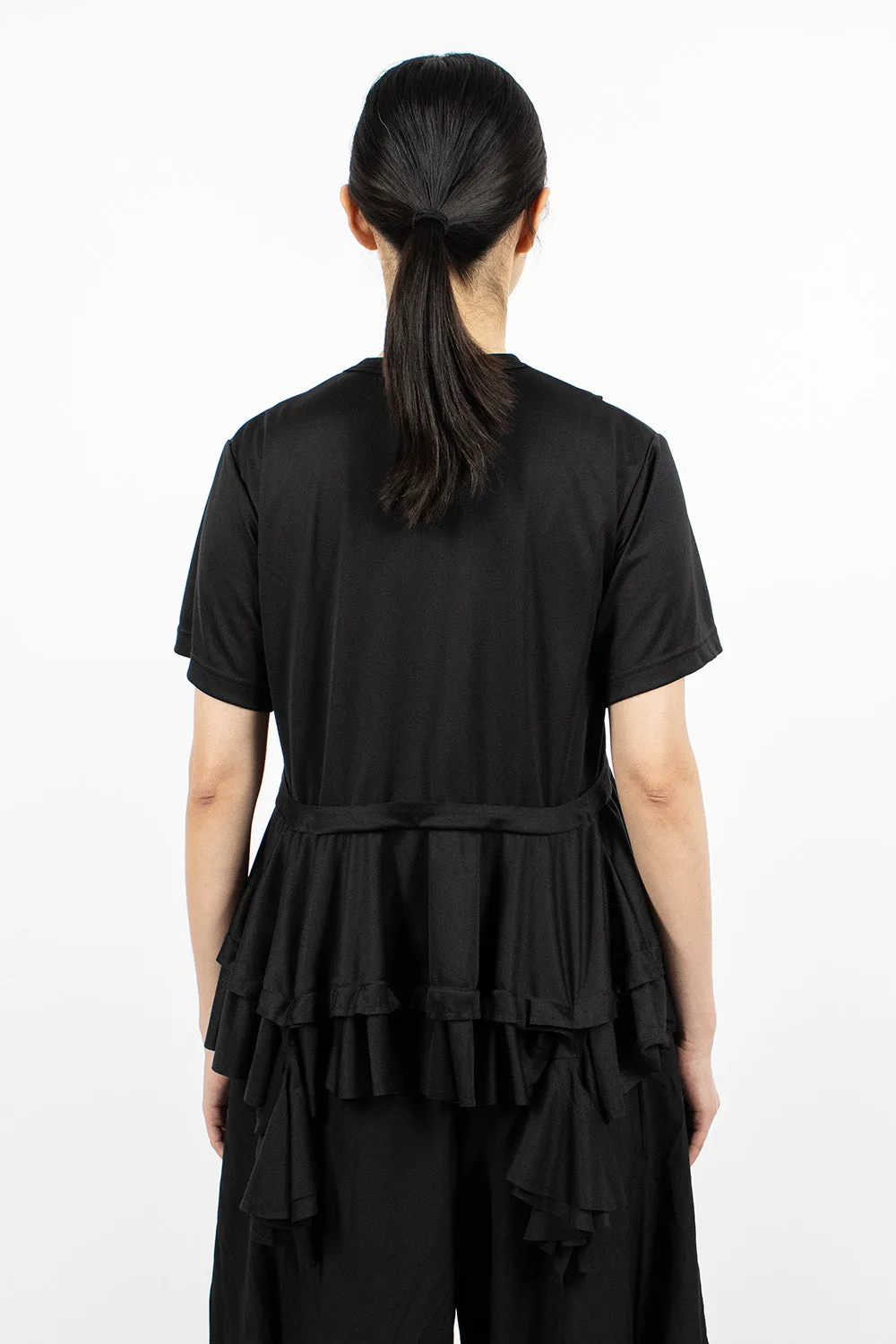 Ruffled Hem T-Shirt Black