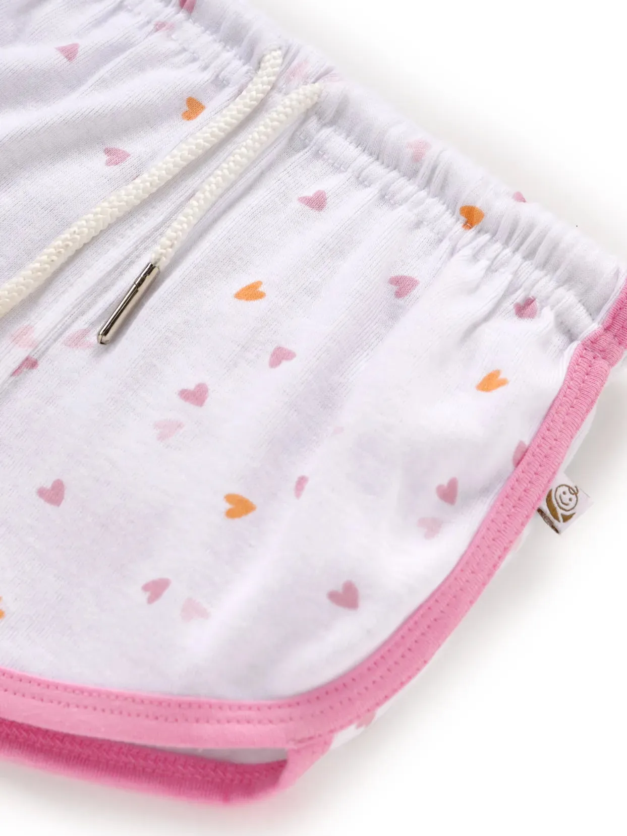 Sleeveless pink & orange heart pattern in pure white with pink border jabla set  for baby