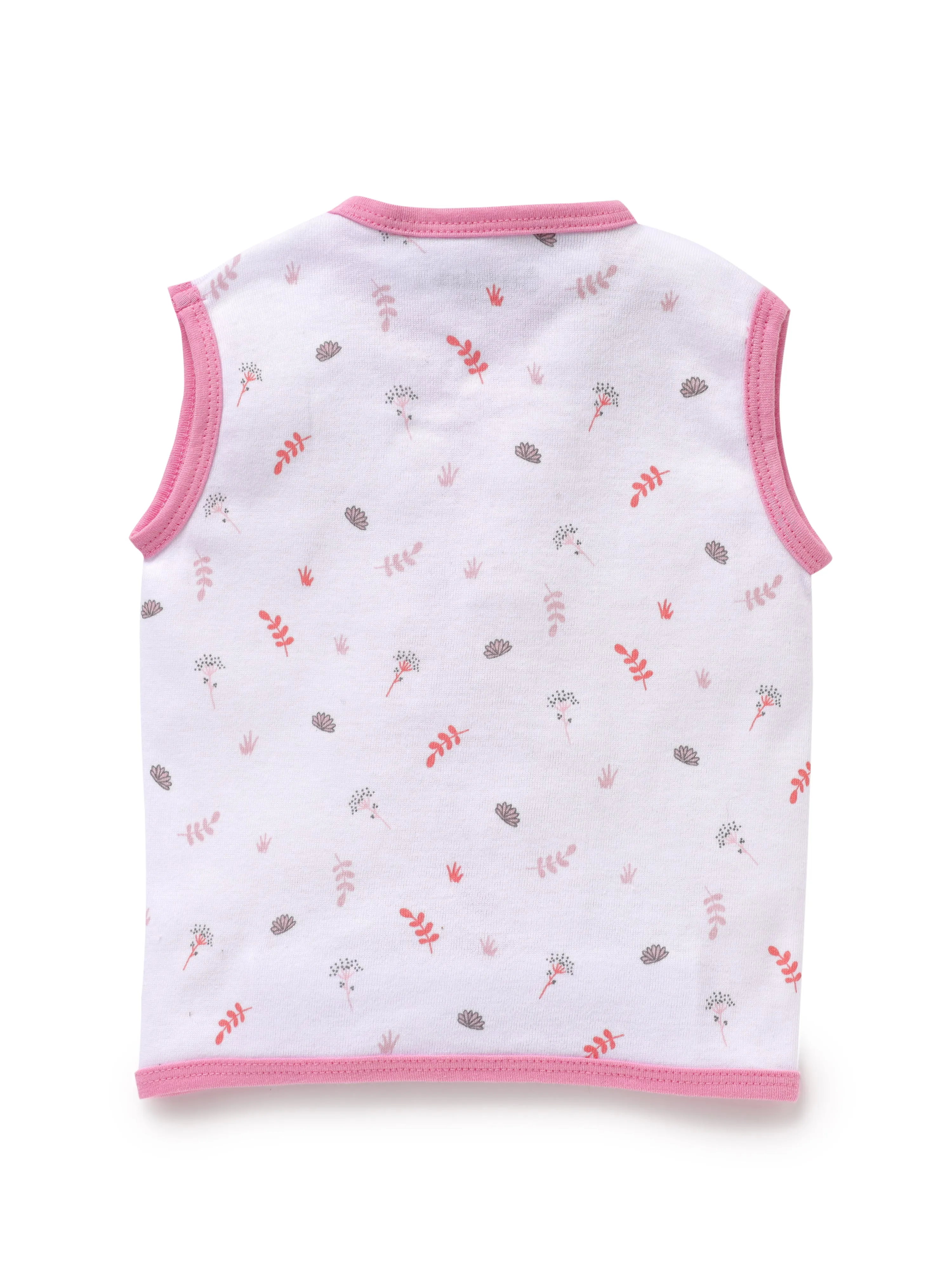 Sleeveless pink & white jabla set for baby