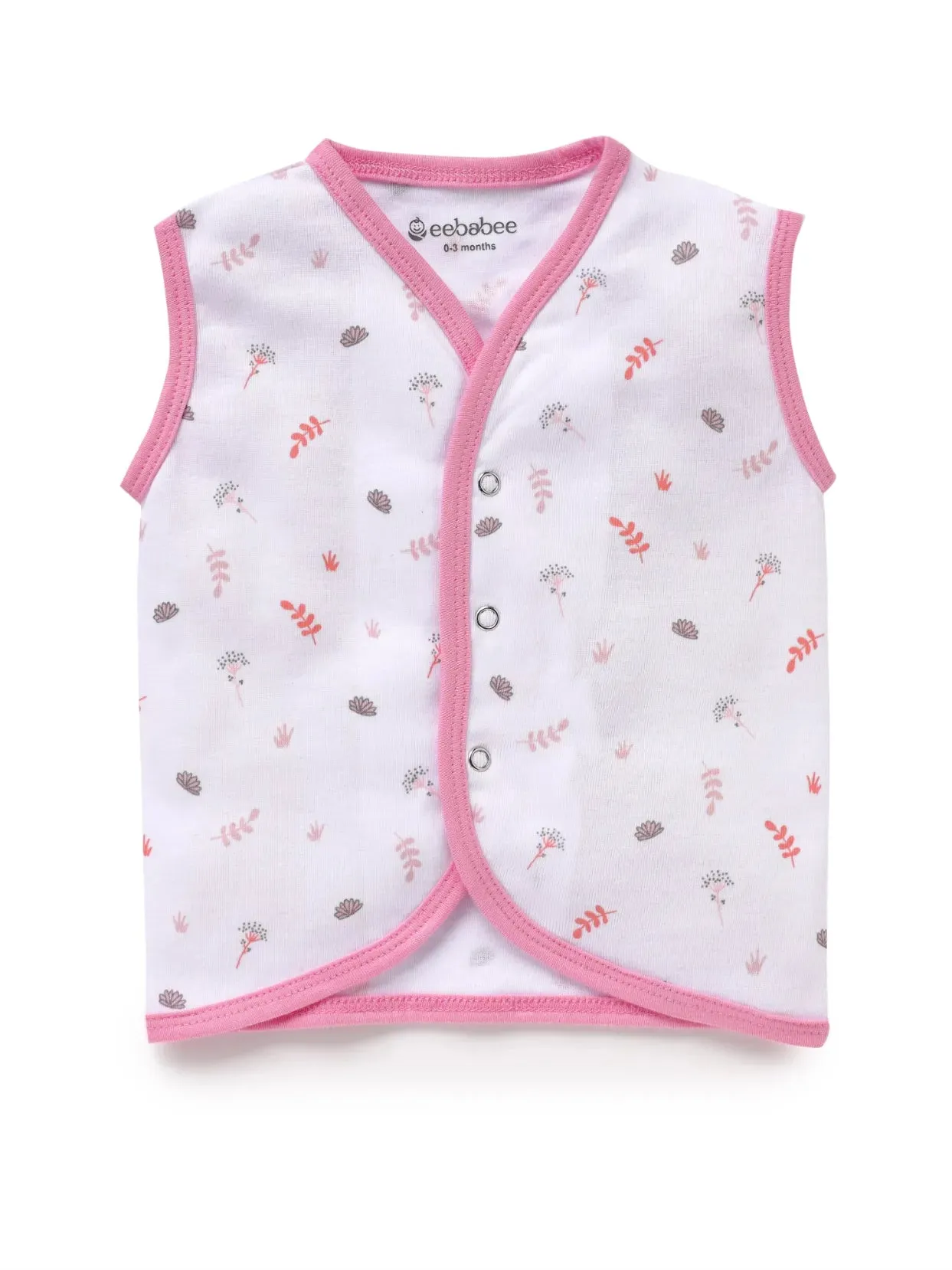 Sleeveless pink & white jabla set for baby