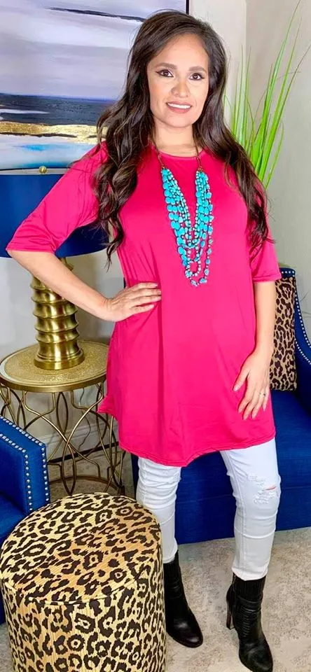 S,M* Hot Pink Flutter Tunic