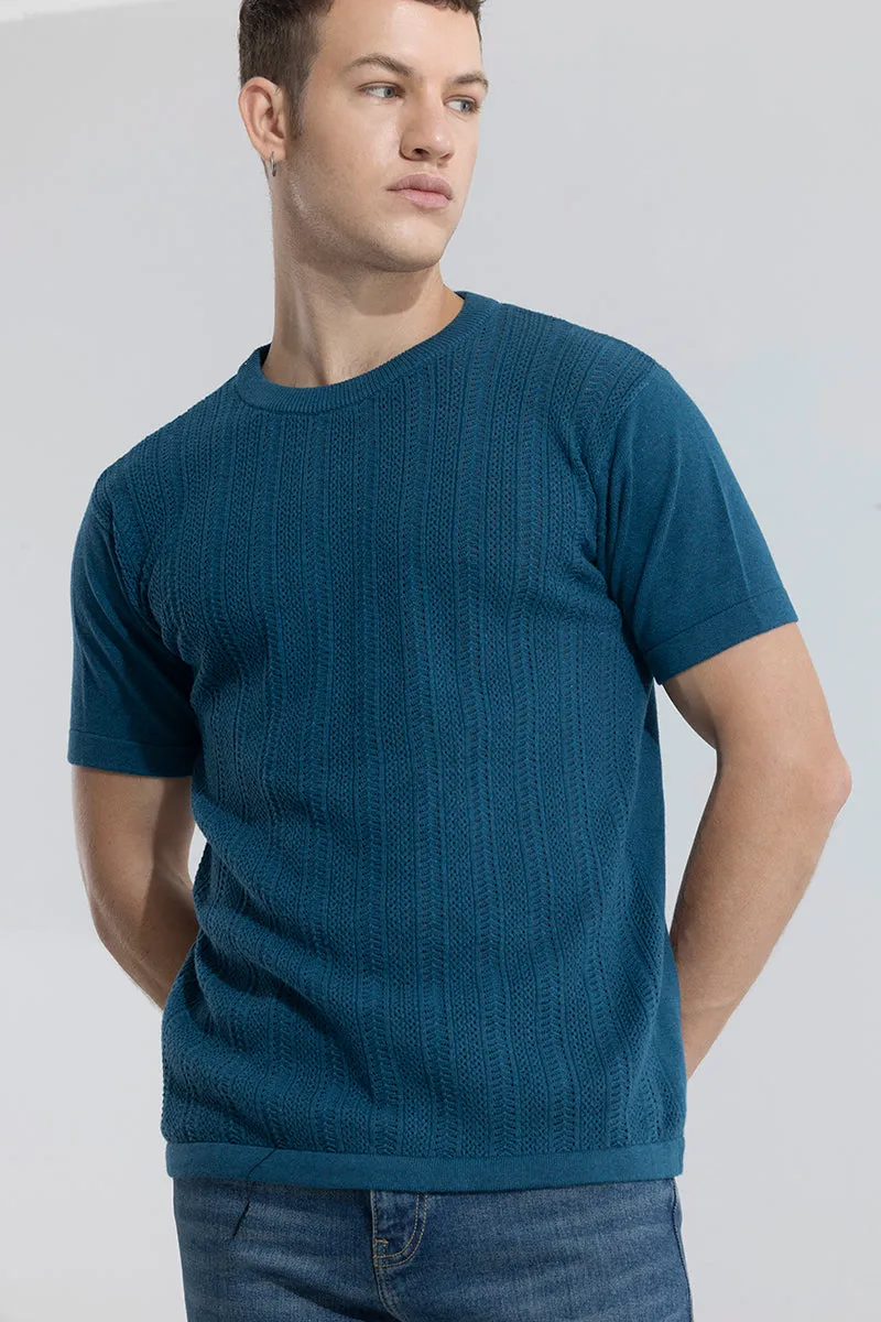 Smooth Knit Teal Blue T-Shirt