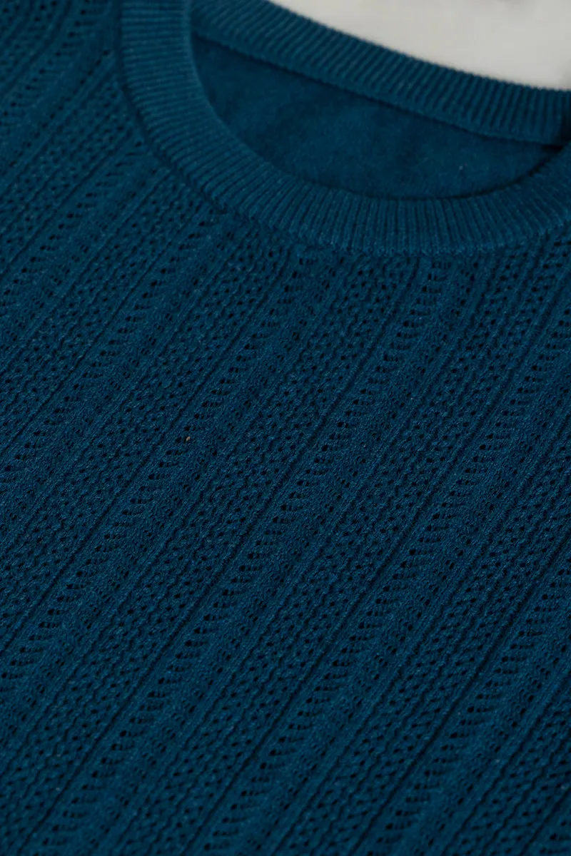 Smooth Knit Teal Blue T-Shirt