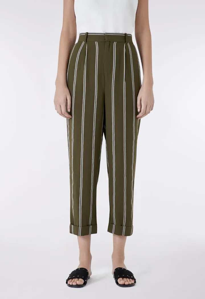 Striped Folded Hem Trouser