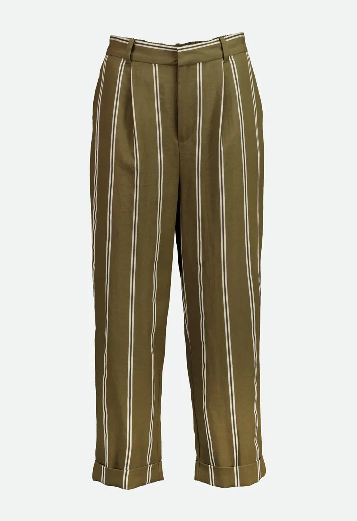 Striped Folded Hem Trouser