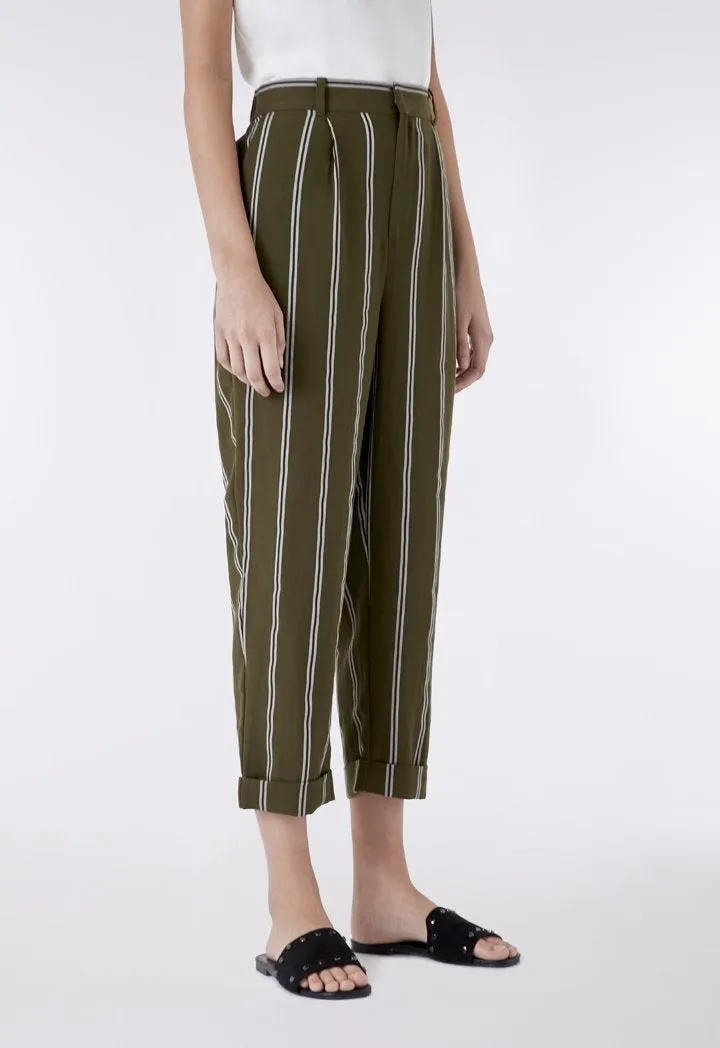 Striped Folded Hem Trouser