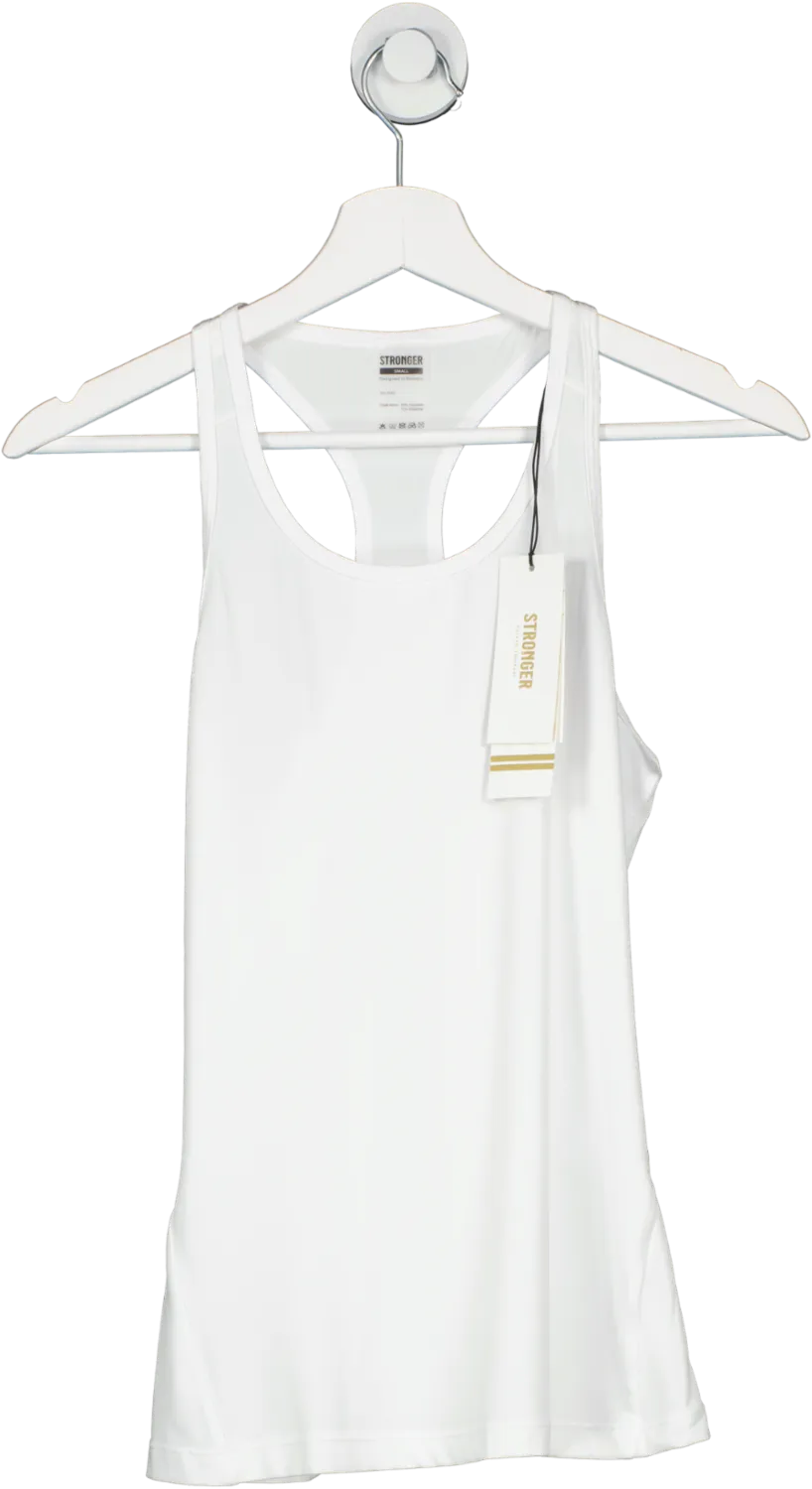 Stronger White Signature Racerback Tank Top BNWT UK S