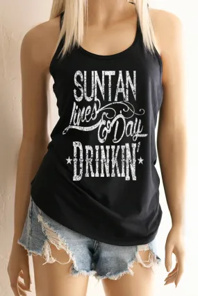 Suntan Lines and Day Drinkin' Racerback Tank Top