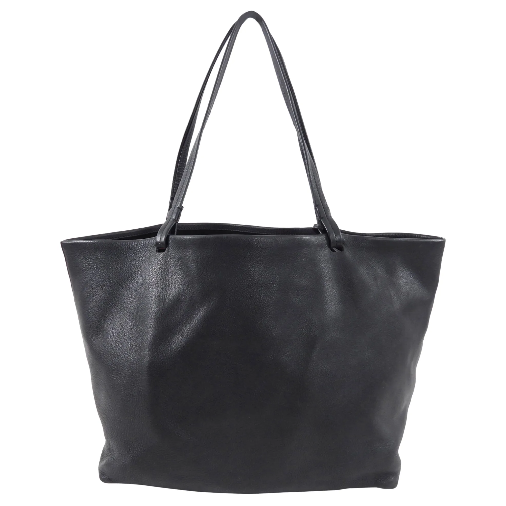 The Row Black Leather Park Three Tote Bag