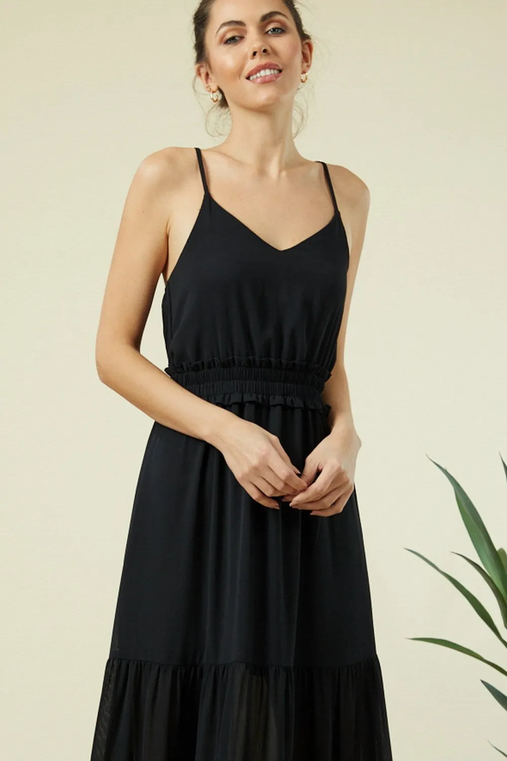 TIERED SOLID MAXI DRESS