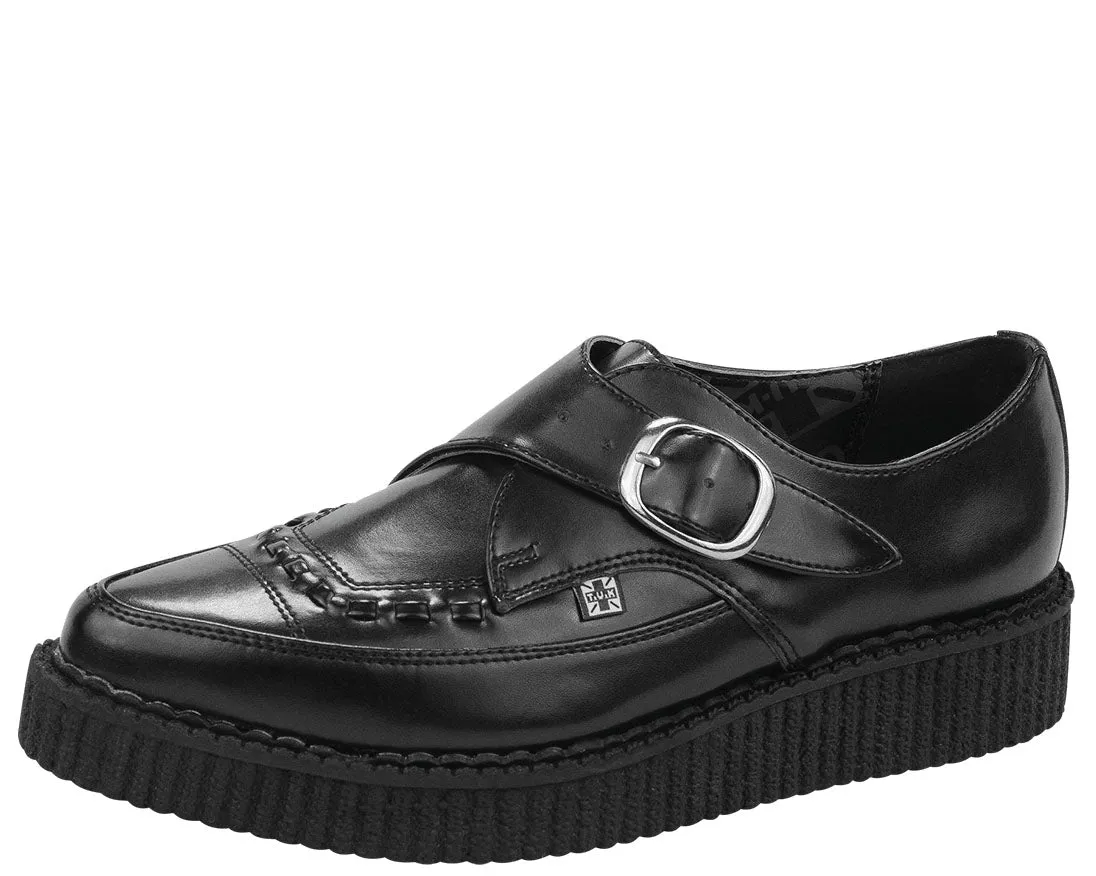 T.U.K Black Leather Strap Buckle Pointed Creeper