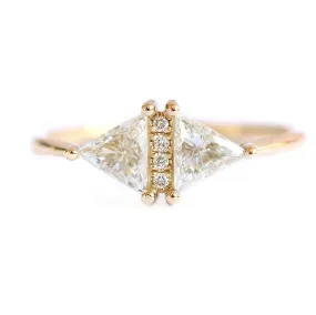 Vintage Diamond Triangle Ring - Delicate geometric engagement ring