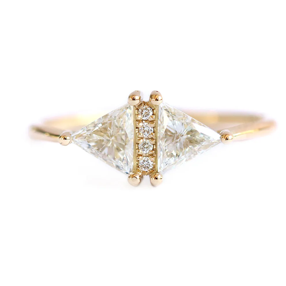 Vintage Diamond Triangle Ring - Delicate geometric engagement ring