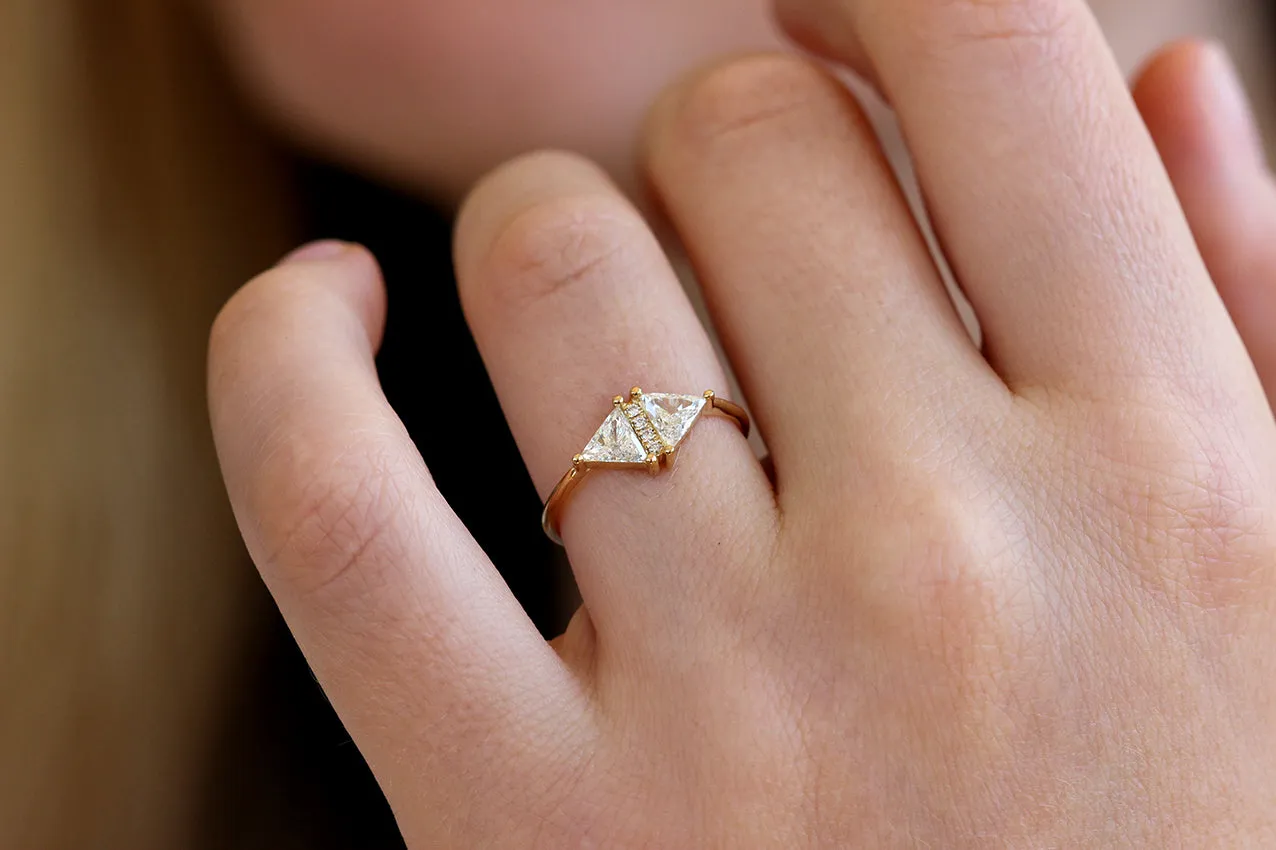 Vintage Diamond Triangle Ring - Delicate geometric engagement ring