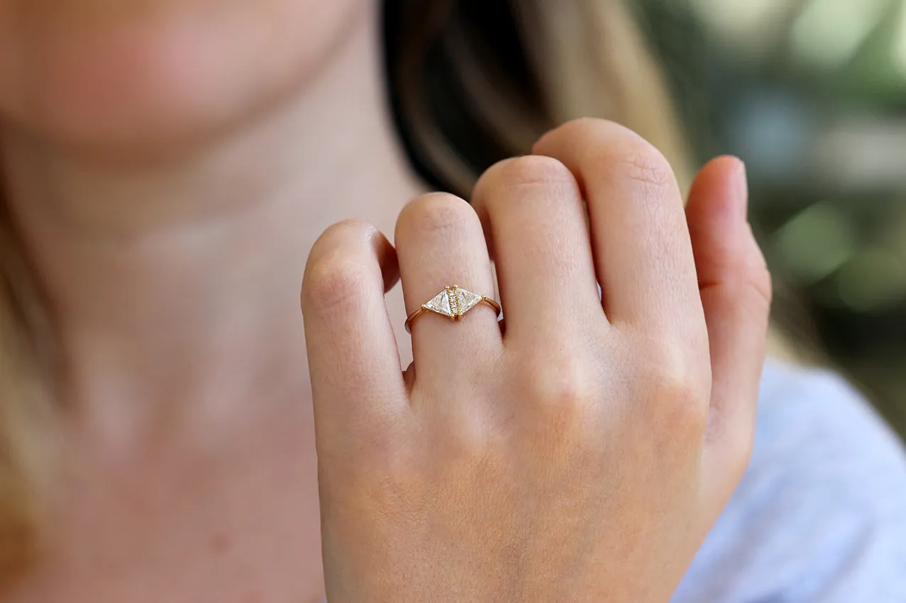 Vintage Diamond Triangle Ring - Delicate geometric engagement ring