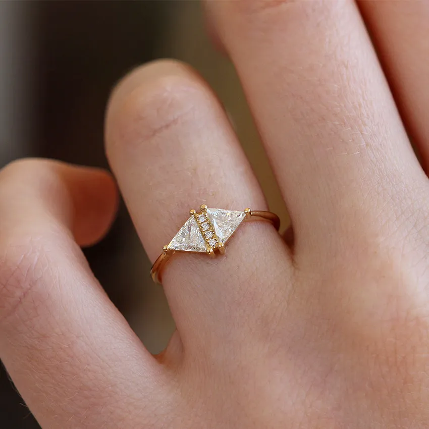 Vintage Diamond Triangle Ring - Delicate geometric engagement ring