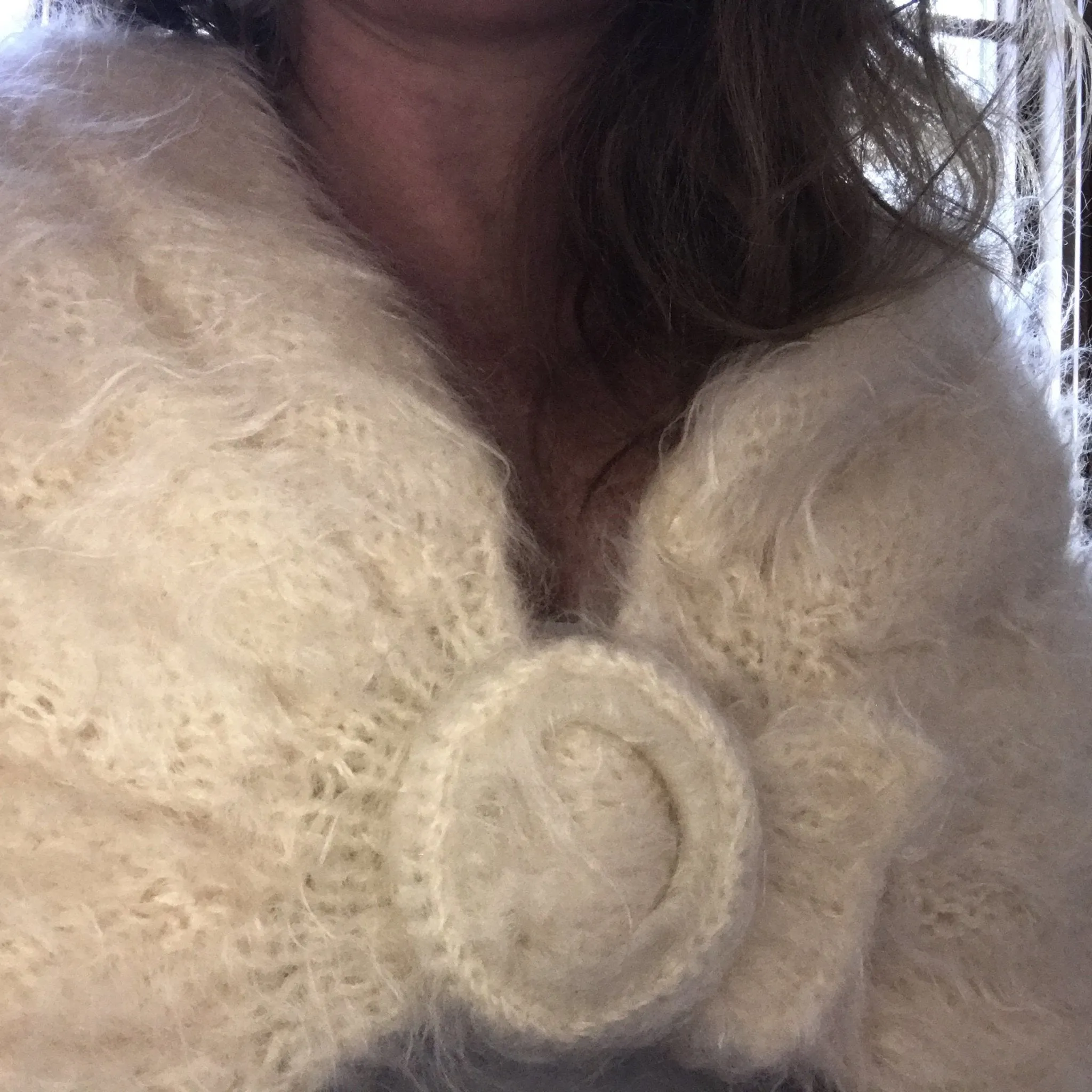 Vintage Winter White Mohair Shrug by Saks Fifth Avenue. Wedding Boleros. Cream Wrap. Bridal Jacket.