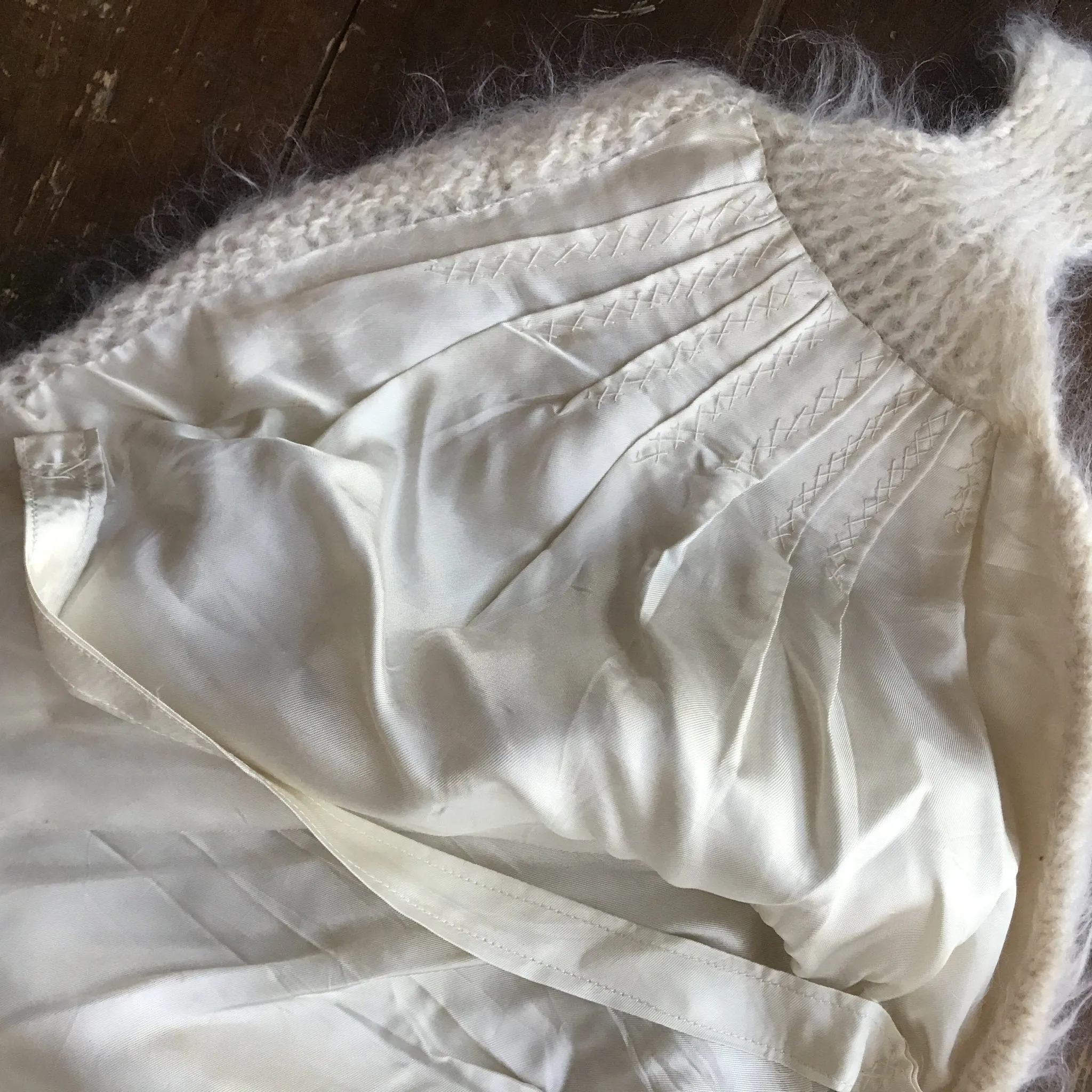 Vintage Winter White Mohair Shrug by Saks Fifth Avenue. Wedding Boleros. Cream Wrap. Bridal Jacket.