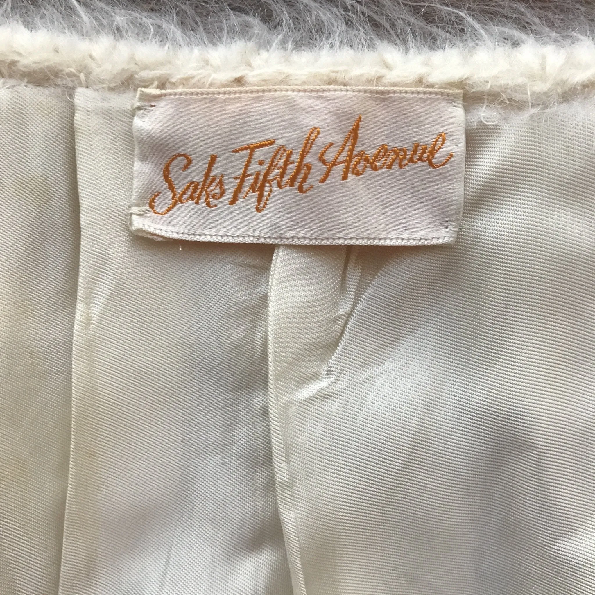 Vintage Winter White Mohair Shrug by Saks Fifth Avenue. Wedding Boleros. Cream Wrap. Bridal Jacket.