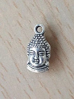 White Metal Buddha Head Charm