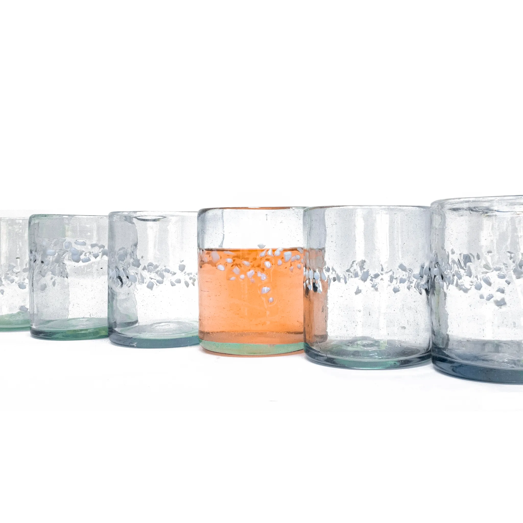 White Pebble Handcrafted Short Tumbler - 12 oz - Set of 6