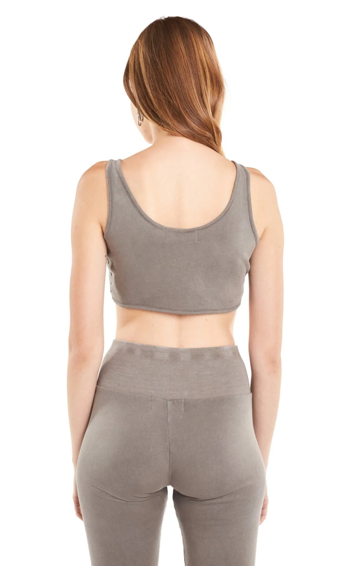 Wildfox Cady Tie Up Crop Tank Top Gray