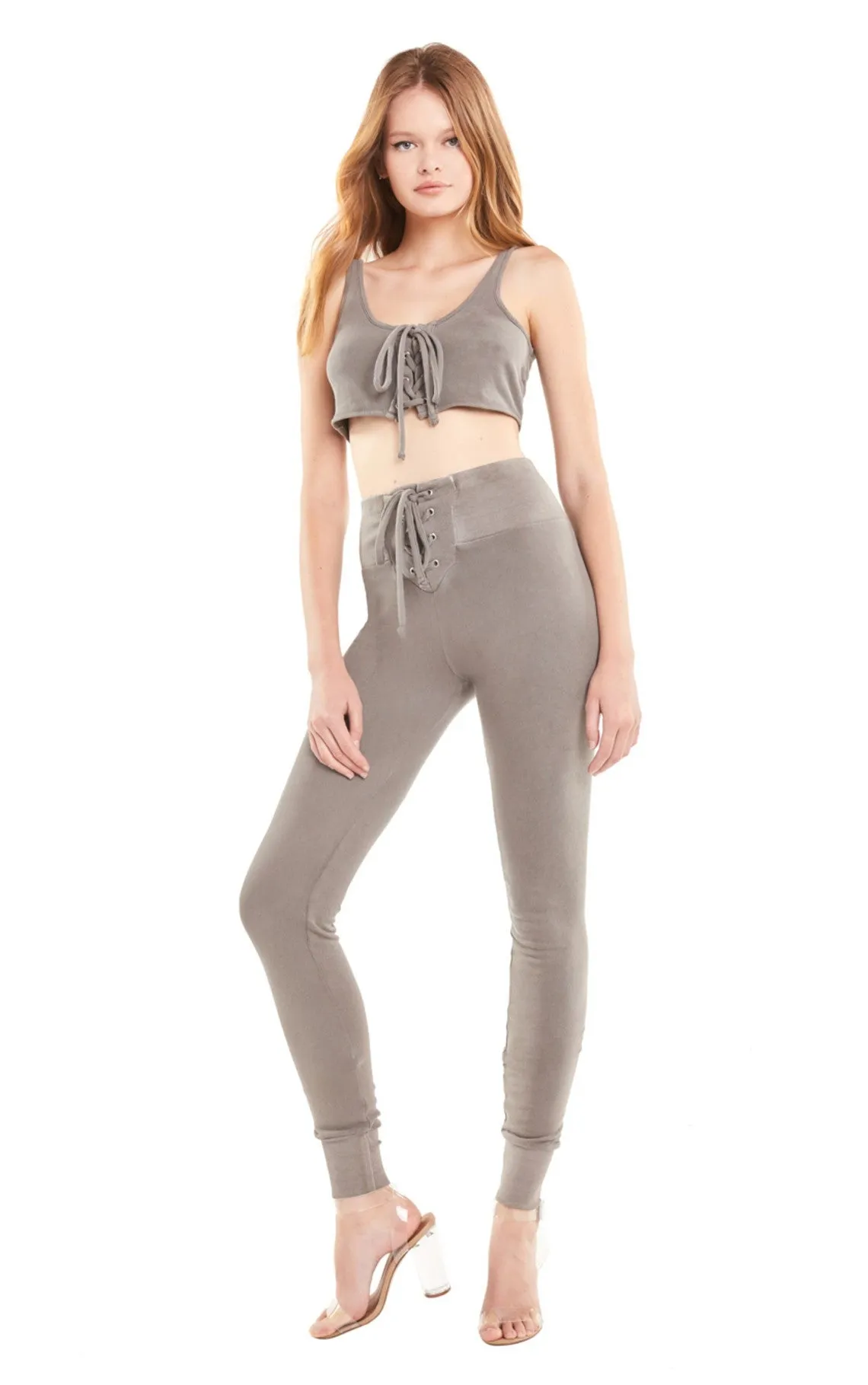 Wildfox Cady Tie Up Crop Tank Top Gray