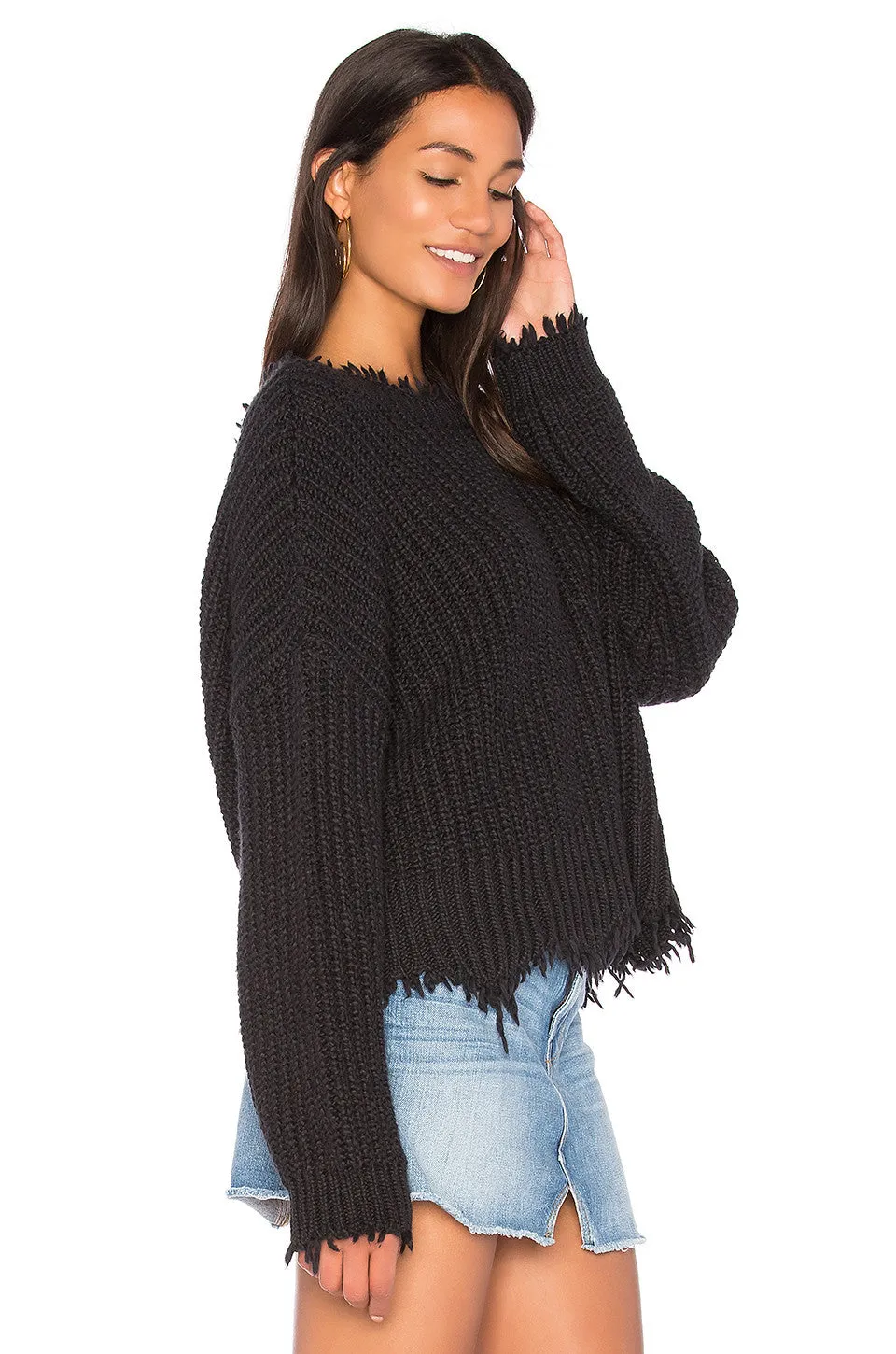 Wildfox Palmetto Fringe Sweater Black