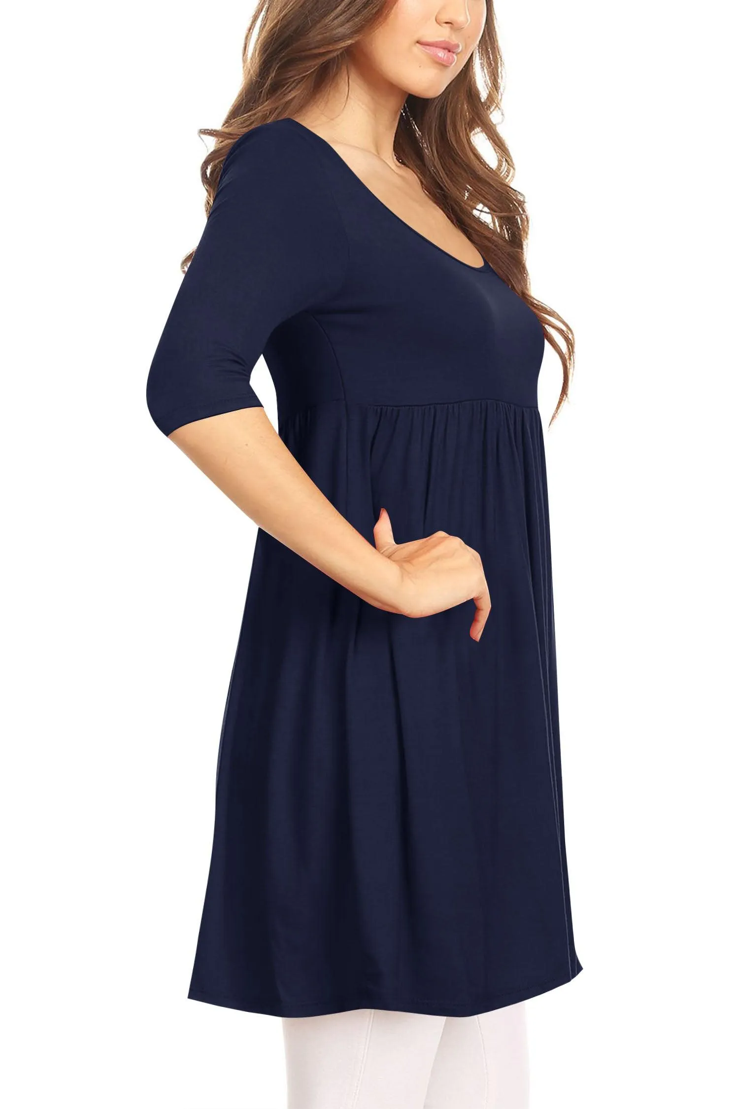 Women's Casual 3/4 Sleeves Baby Doll Style Solid Mini Dress Maternity