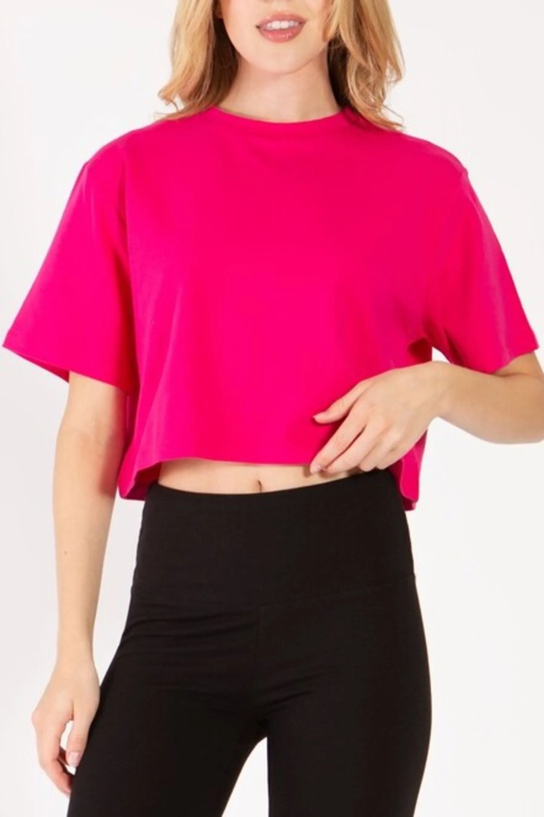 Women's Casual Short Sleeve Oversized Cropped T Shirt