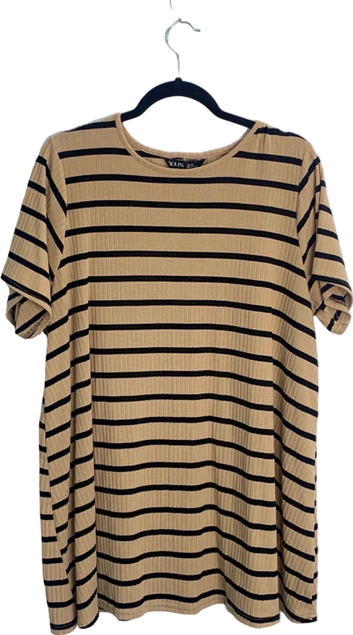 Yours Clothing Beige and Black Striped Tunic Top UK 20