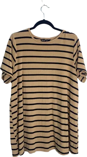 Yours Clothing Beige and Black Striped Tunic Top UK 20